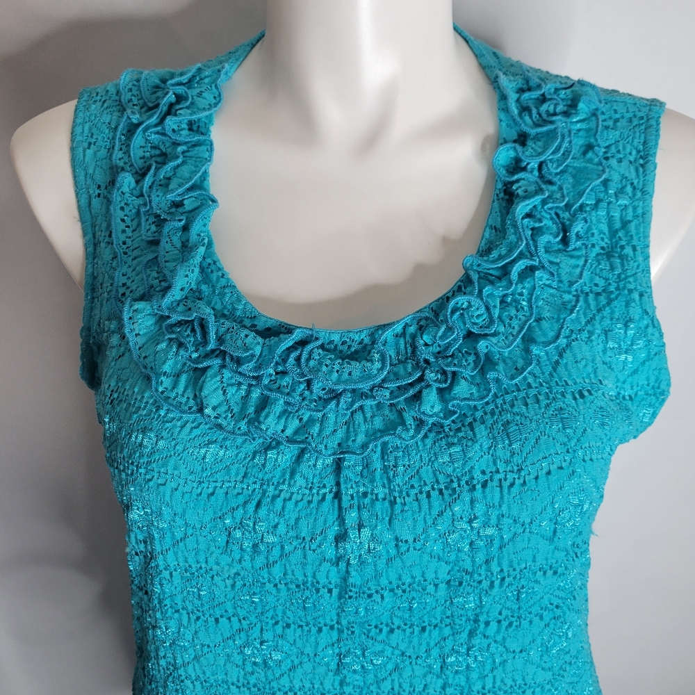 Aqua Lace Top Size L - Picture 2 of 3